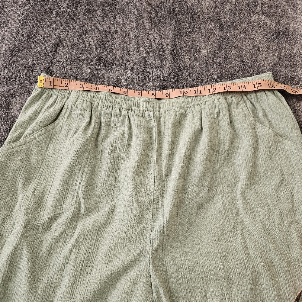 Tradition Pull On Pants Sage Green Cotton Blend Loosefit Lightweight Womens 18 W - Picture 5 of 11